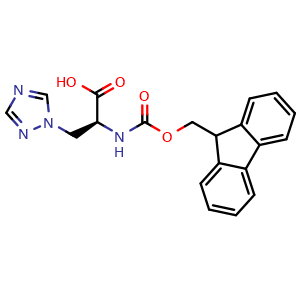 Chemical structure of (S)-a-(Fmoc-amino)-1H-1,2,4-triazole-1-propanoic acid , CAS 1217449-37-0, AChemBlock AD295102