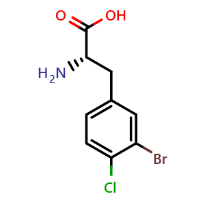 Chemical structure of 3-Bromo-4-chloro-L-phenylalanine , CAS 880348-44-7, AChemBlock AD295103