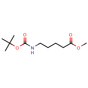 Chemical structure of 5-(Boc-amino)-pentanoic acid methyl ester , CAS 85908-97-0, AChemBlock AD295119