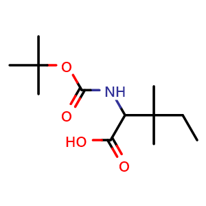 Chemical structure of 2-(Boc-amino)-3,3-dimethylpentanoic acid , CAS 200642-83-7, AChemBlock AD295123