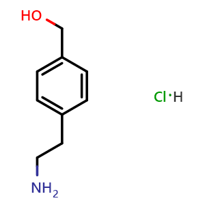 Chemical structure of 4-(2-Aminoethyl)benzyl alcohol hydrochloride , CAS 68559-71-7, AChemBlock AD295131