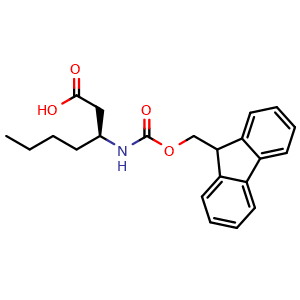 Chemical structure of Fmoc-(S)-3-aminoheptanoic acid , CAS 244227-60-9, AChemBlock AD295133