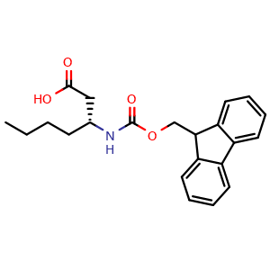 Chemical structure of Fmoc-(R)-3-aminoheptanoic acid , CAS 244227-61-0, AChemBlock AD295134