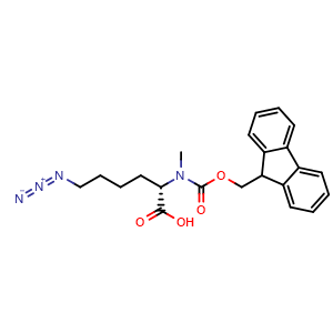 Chemical structure of 6-Azido-N-Fmoc-N-methyl-L-norleucine , CAS 1263721-14-7, AChemBlock AD295135