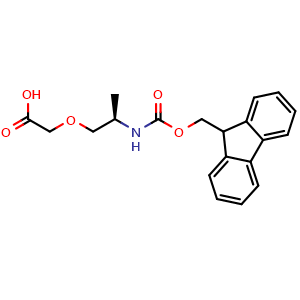 Chemical structure of N-Fmoc-(R)-2-(2-aminopropoxy)acetic acid , CAS 3033418-29-7, AChemBlock AD295149