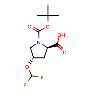 Chemical structure of (4S)-1-Boc-4-(difluoromethoxy)-D-proline , CAS 2382279-87-8, AChemBlock AD295155