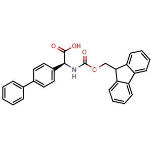 Chemical structure of (S)-a-(Fmoc-amino)-biphenyl-4-acetic acid , CAS 1260614-14-9, AChemBlock AD295156