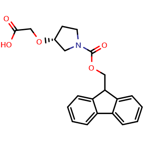 Chemical structure of (R)-1-Fmoc-3-(carboxymethoxy)-pyrrolidine , CAS 2243501-22-4, AChemBlock AD295159