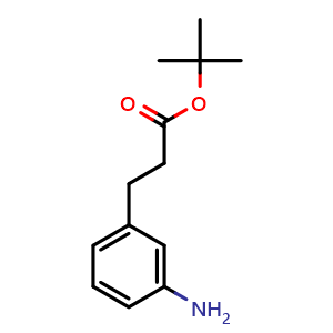 Chemical structure of tert-Butyl 3-(3-aminophenyl)propanoate , CAS 269071-88-7, AChemBlock AD295162