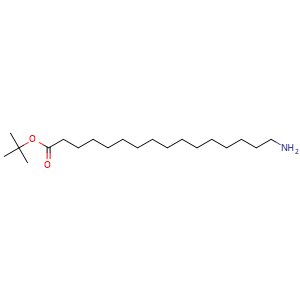 Chemical structure of tert-Butyl 16-aminohexadecanoate , CAS 2461167-18-8, AChemBlock AD295167