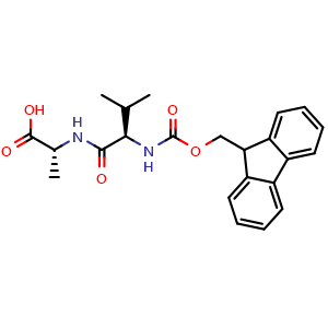 Chemical structure of N-Fmoc-D-valyl-D-alanine , CAS 1342820-34-1, AChemBlock AD295168