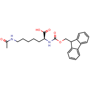 Chemical structure of (S)-2-(Fmoc-amino)-7-(acetyl-amino)heptanoic acid , CAS 3022420-31-8, AChemBlock AD295171