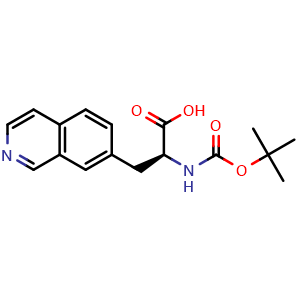 Chemical structure of N-Boc-(S)-2-amino-3-(isoquinolin-7-yl)propanoic acid , CAS 1213620-79-1, AChemBlock AD295175