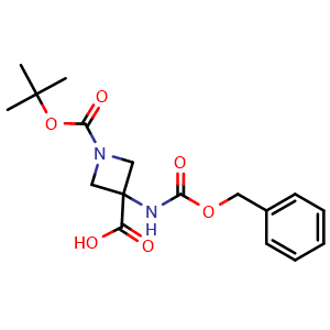 Chemical structure of 1-Boc-3-(Cbz-amino)-azetidine-3-carboxylic acid , CAS 1934529-94-8, AChemBlock AD295187
