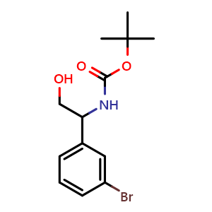 Chemical structure of 2-(Boc-amino)-2-(3-bromophenyl)ethanol , CAS 701944-04-9, AChemBlock AD295195