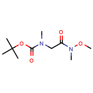 Chemical structure of N-Boc-sarcosine N-methoxy-N-methyl amide , CAS 140170-90-7, AChemBlock AD295197