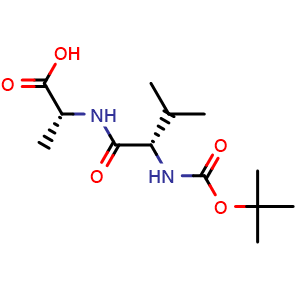 Chemical structure of N-Boc-L-valyl-D-alanine , CAS 2172889-38-0, AChemBlock AD295199
