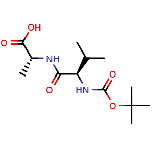 Chemical structure of N-Boc-D-valyl-D-alanine , CAS 2580113-52-4, AChemBlock AD295200