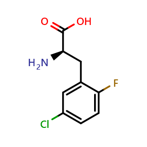 Chemical structure of 5-Chloro-2-fluoro-D-phenylalanine , CAS 1269843-56-2, AChemBlock AD295204