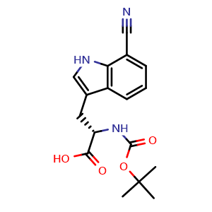 Chemical structure of N-Boc-7-cyano-L-tryptophan , CAS 3012560-13-0, AChemBlock AD295209