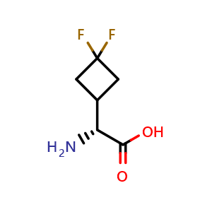 Chemical structure of (R)-a-Amino-3,3-difluorocyclobutaneacetic acid , CAS 2231665-47-5, AChemBlock AD295212
