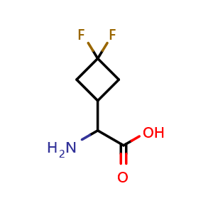 Chemical structure of a-Amino-3,3-difluorocyclobutaneacetic acid , CAS 2097952-59-3, AChemBlock AD295213