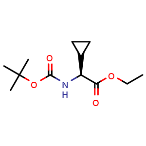 Chemical structure of (S)-Ethyl 2-(Boc-amino)-2-cyclopropylacetate , CAS 166094-05-9, AChemBlock AD295218