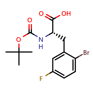 Chemical structure of N-Boc-2-bromo-5-fluoro-L-phenylalanine , CAS 2002450-73-7, AChemBlock AD295219
