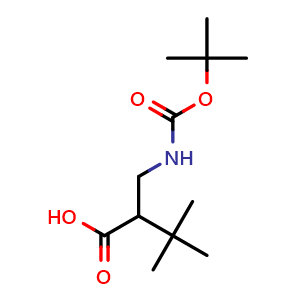 Chemical structure of 2-[(Boc-amino)methyl]-3,3-dimethylbutanoic acid , CAS 1338493-80-3, AChemBlock AD295223