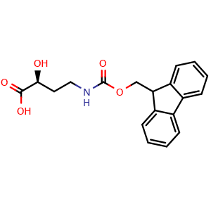 Chemical structure of (S)-4-(Fmoc-amino)-2-hydroxybutanoic acid , CAS 898529-38-9, AChemBlock AD295225
