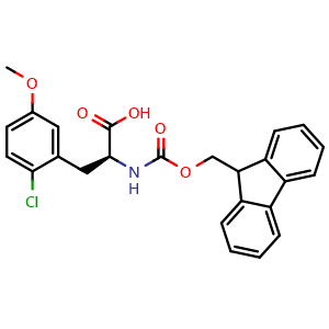 Chemical structure of N-Fmoc-2-chloro-5-methoxy-L-phenylalanine , CAS 2350054-93-0, AChemBlock AD295229
