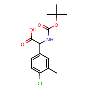 Chemical structure of a-(Boc-amino)-4-chloro-3-methylbenzeneacetic acid , CAS 1239611-07-4, AChemBlock AD295231