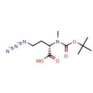 Chemical structure of (S)-4-Azido-2-[Boc(methyl)amino]butanoic acid , CAS 1620659-23-5, AChemBlock AD295238