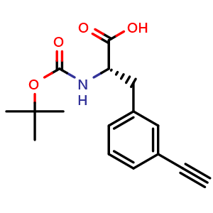 Chemical structure of N-Boc-3-ethynyl-L-phenylalanine , CAS 2049861-01-8, AChemBlock AD295242