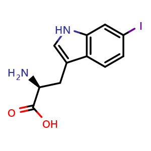 Chemical structure of 6-Iodo-L-tryptophan , CAS 439113-23-2, AChemBlock AD295248