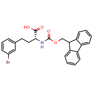 Chemical structure of (R)-2-(Fmoc-amino)-4-(3-bromophenyl)butanoic acid , CAS 1260594-41-9, AChemBlock AD295250