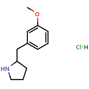 Chemical structure of 2-(3-Methoxybenzyl)pyrrolidine hydrochloride , CAS 1079651-46-9, AChemBlock AD295252