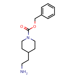 Chemical structure of 1-Cbz-4-(2-aminoethyl)-piperidine , CAS 158602-49-4, AChemBlock AD295253