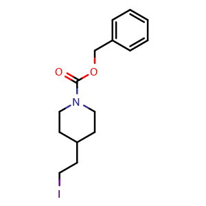 Chemical structure of 1-Cbz-4-(2-iodoethyl)-piperidine , CAS 120426-39-3, AChemBlock AD295254