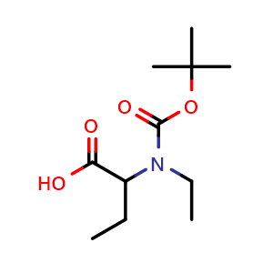 Chemical structure of 2-(N-Boc-N-ethyl-amino)butanoic acid , CAS 1341858-07-8, AChemBlock AD295255