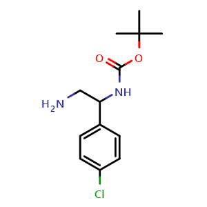 Chemical structure of 1-N-Boc-1-(4-chlorophenyl)ethane-1,2-diamine , CAS 1082584-93-7, AChemBlock AD295266