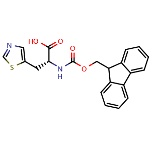 Chemical structure of (R)-a-(Fmoc-amino)-5-thiazolepropanoic acid , CAS 1998630-32-2, AChemBlock AD295267