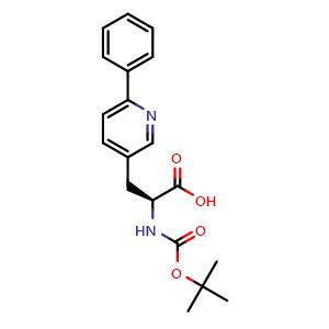 Chemical structure of N-Boc-(S)-2-amino-3-(6-phenylpyridin-3-yl)propanoic acid , CAS 3023386-75-3, AChemBlock AD295271