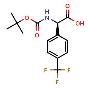 Chemical structure of (R)-N-Boc-2-(4-Trifluoromethylphenyl)-glycine , CAS 1228553-40-9, AChemBlock AD295272