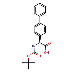 Chemical structure of (S)-a-(Boc-amino)-biphenyl-4-acetic acid , CAS 225517-19-1, AChemBlock AD295273