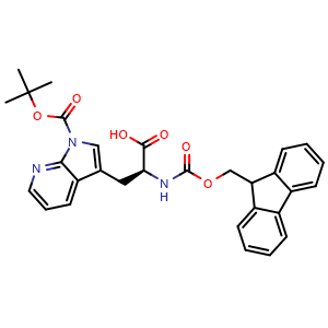 Chemical structure of N-Fmoc-1-Boc-7-aza-L-tryptophan , CAS 2173568-21-1, AChemBlock AD295274