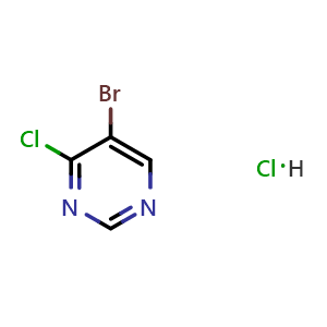 Chemical structure of 5-Bromo-4-chloro-pyrimidine hydrochloride , CAS 1220039-87-1, AChemBlock AD295284