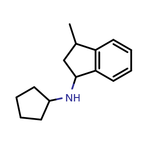 Chemical structure of Cyclopentyl-(3-methyl-indan-1-yl)-amine , CAS 1220039-70-2, AChemBlock AD295287