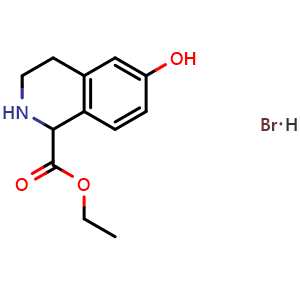 Chemical structure of ethyl 6-hydroxy-1,2,3,4-tetrahydroisoquinoline-1-carboxylate hydrobromide , CAS 738629-53-3, AChemBlock AD295289