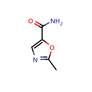Chemical structure of 2-Methyloxazole-5-carboxamide , CAS 856788-30-2, AChemBlock AD295301